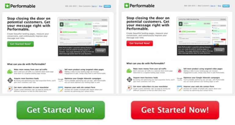 Examples of call-to-action button colours and contrast on a Shopify page
