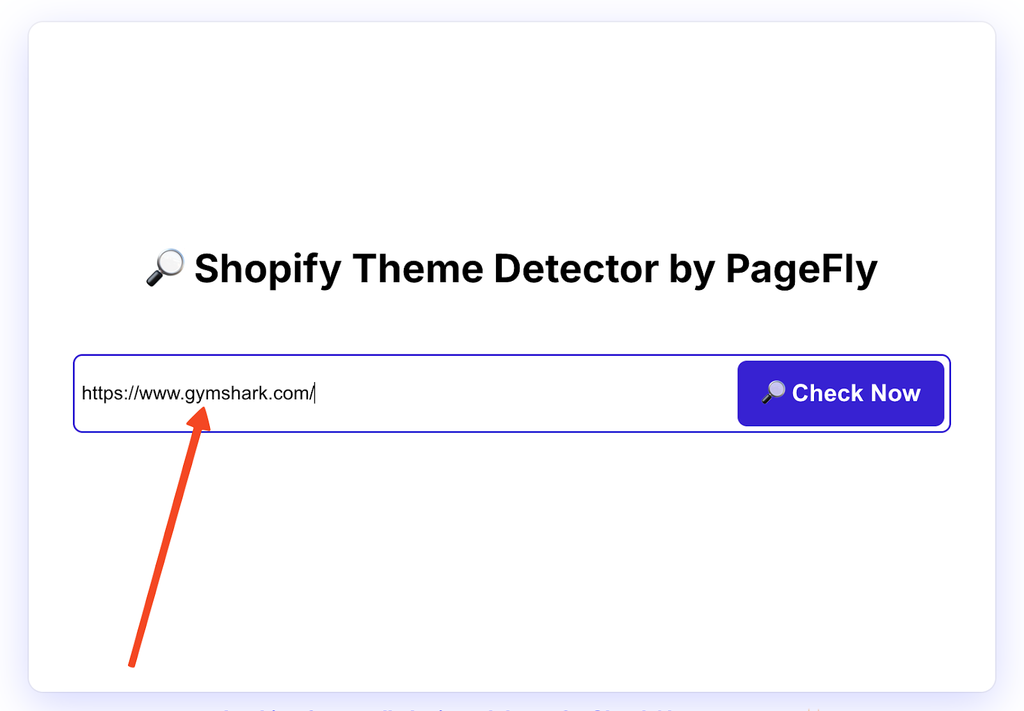 Copying a Shopify store URL from the browser address bar to paste into the PageFly theme detector