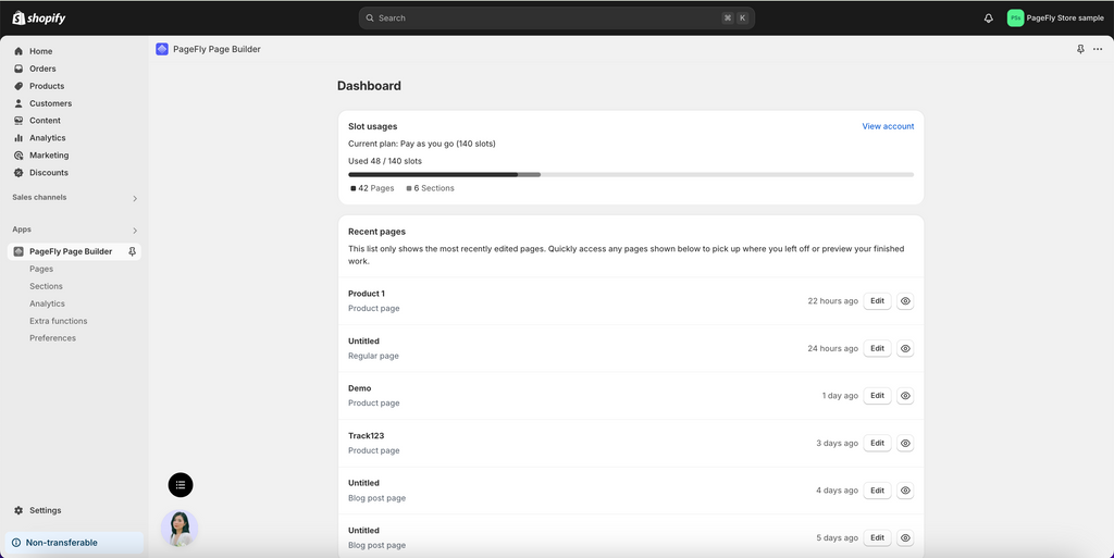 PageFly Dashboard